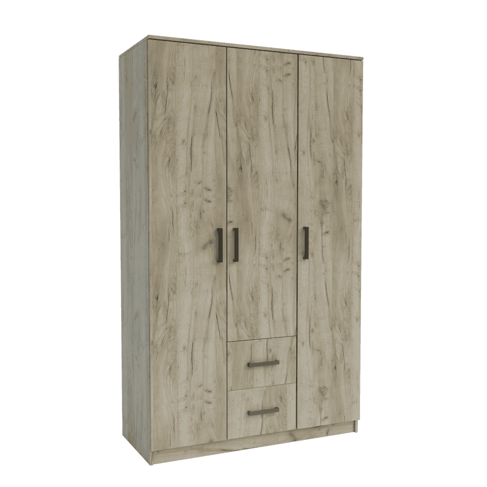 Simple Grey Craft Oak Gardróbszekrény 3 ajtós 2 fiókos
